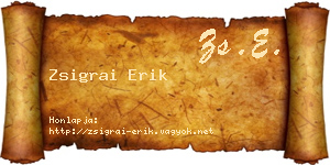 Zsigrai Erik névjegykártya
